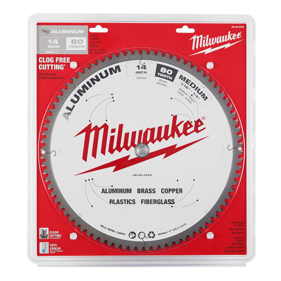 MILWAUKEE 14" ALUMINUM METAL CUTTING CARBIDE CIRCULAR SAW BLADE 80T 48-40-4370