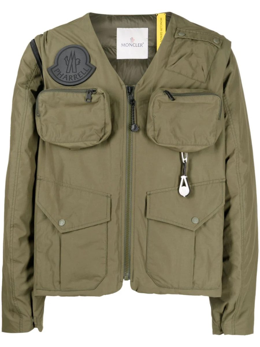 MONCLER GENIUS X Pharrell Williams Logo Padded Maple down jacket Olive Green