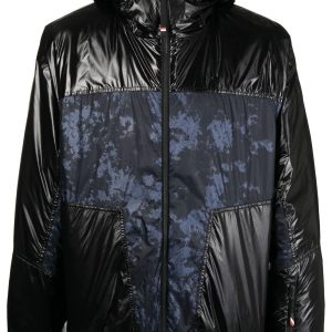 MONCLER GRENOBLE Panelled-Design Hooded Puffer Blue Black