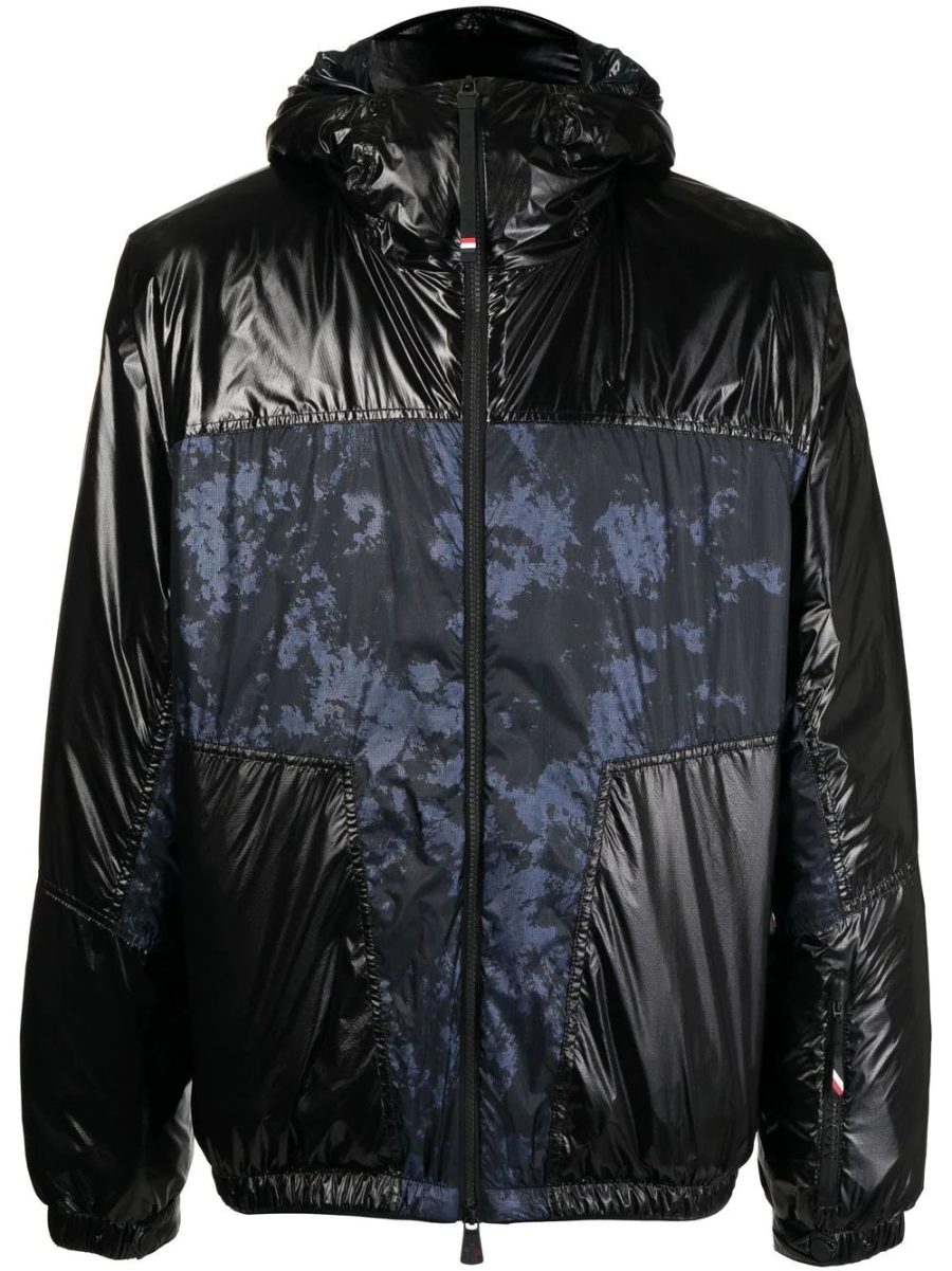 MONCLER GRENOBLE Panelled-Design Hooded Puffer Blue Black