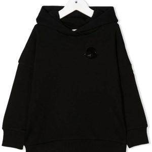 MONCLER KIDS Logo-Embellished Hooded Jumper Dress Black