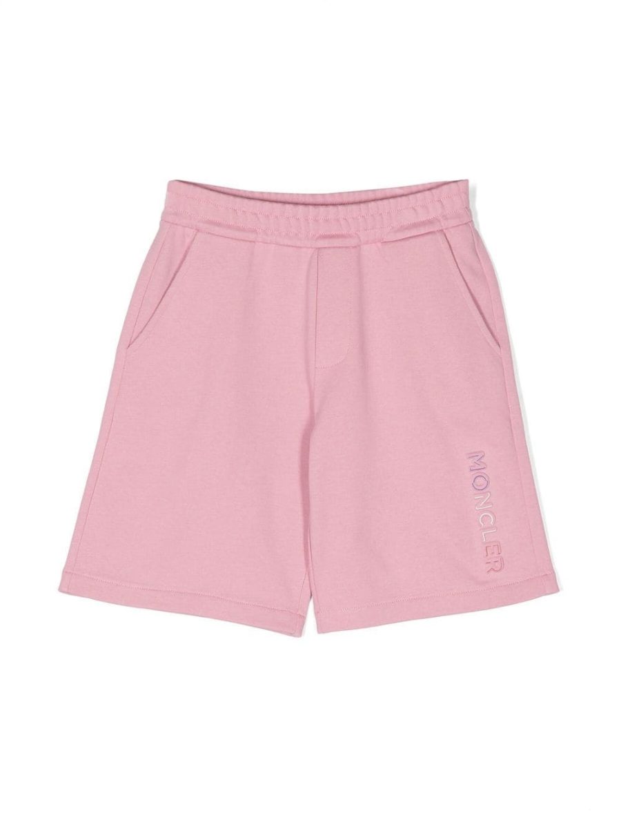 MONCLER KIDS Logo Embossed Shorts Pink