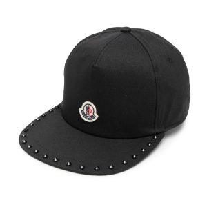 MONCLER KIDS Studded Logo Patch Baseball Cap Black