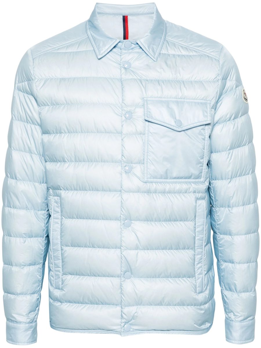 MONCLER Tenibres Logo Patch Padded Jacket Light Blue