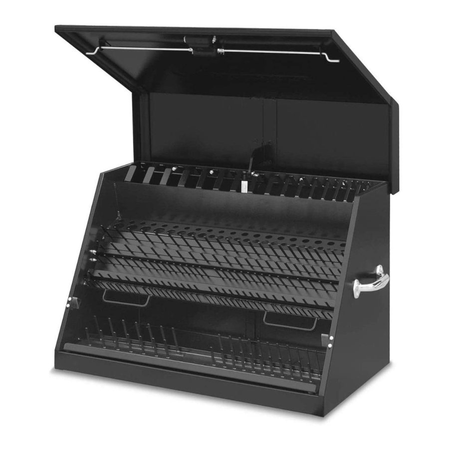 MONTEZUMA LA400B 30-Inch Portable TRIANGLE Toolbox - Multi-Tier Design - 16-Gauge Construction - SAE and Metric Tool Chest - Weather-Resistant Toolbox - Lock and Latching System