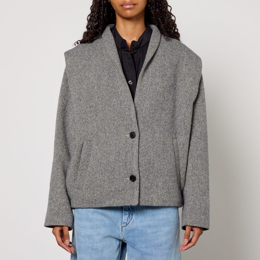 Marant Etoile Drogo Herringbone Wool-Blend Jacket - UK 8