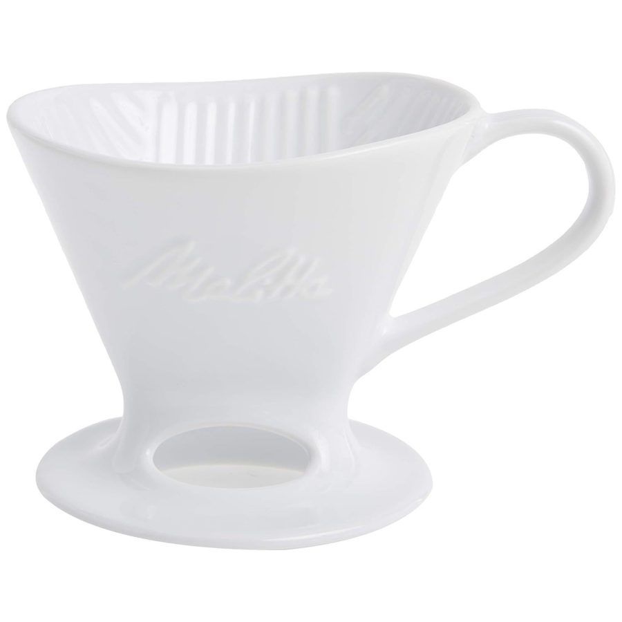 Melitta 1 Cup Porcelain Pour-Over Cone Coffeemaker, Glossy White