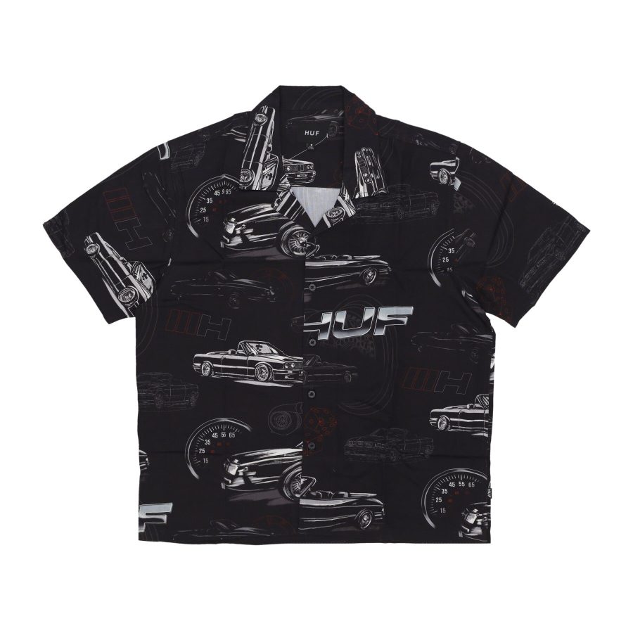 Men's Short Sleeve Shirt Drop Top Resort Shirt Black