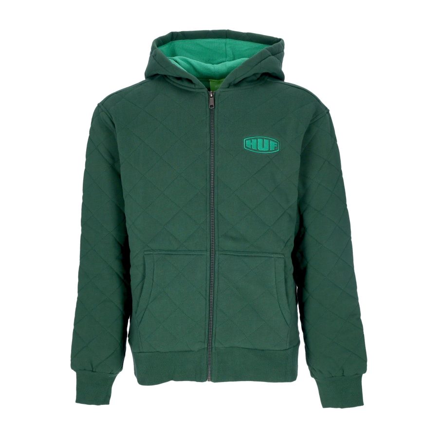 Men's Workman Quilted Full Zip Forest Green Hoodie