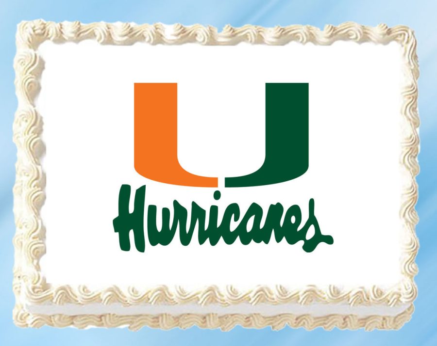 Miami Hurricanes Edible Image Topper Cupcake Cake Frosting 1/4 Sheet 8.5 x 11"