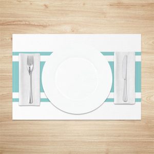 Modern Cyan Stripe Simple Dining Set Of 4 Placemats - Aperturee