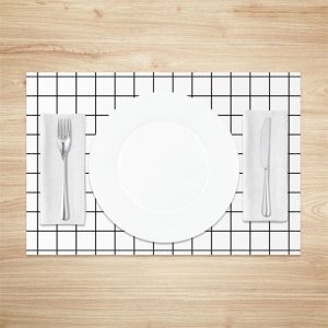 Modern White Black Plaid Dining Set Of 4 Placemats - Lofaris