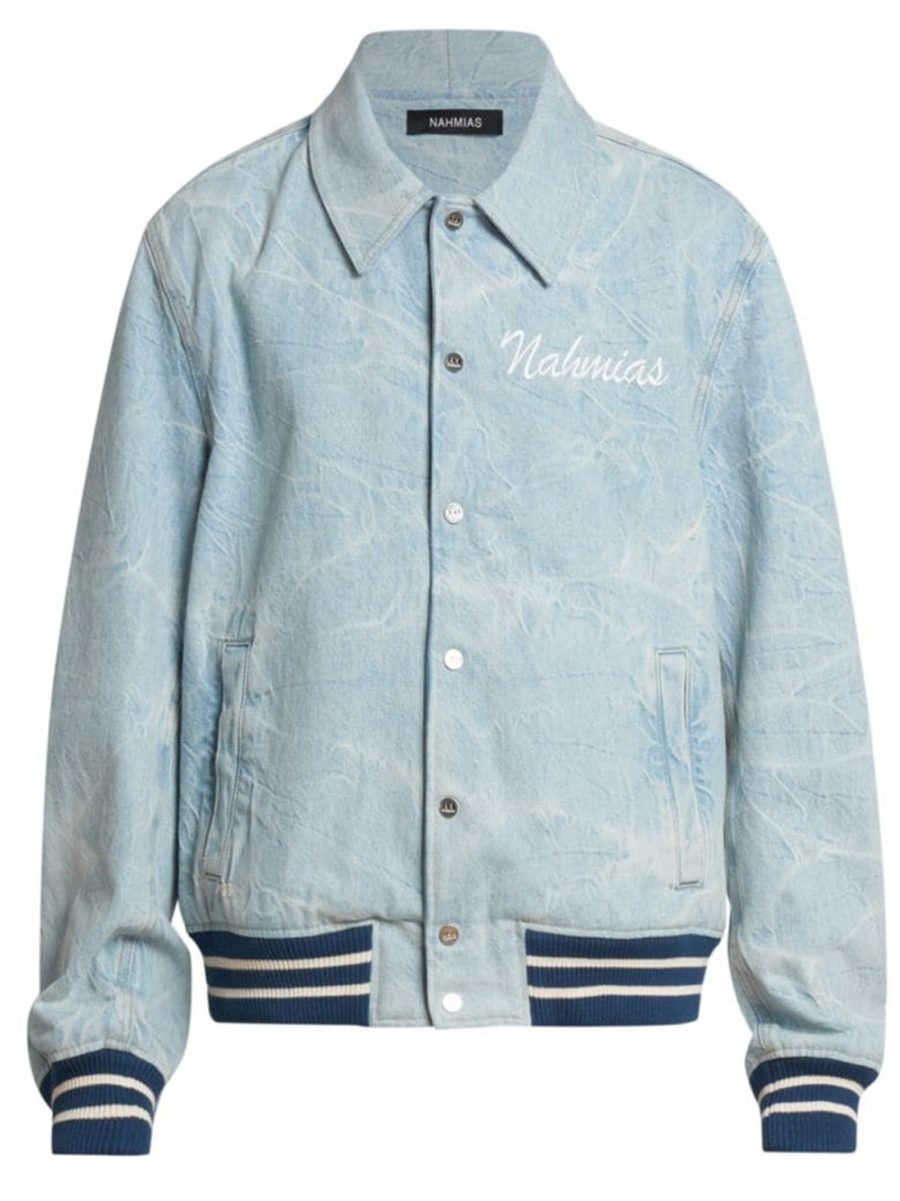 NAHMIAS Denim Miracle Academy Bomber Jacket Light Wash