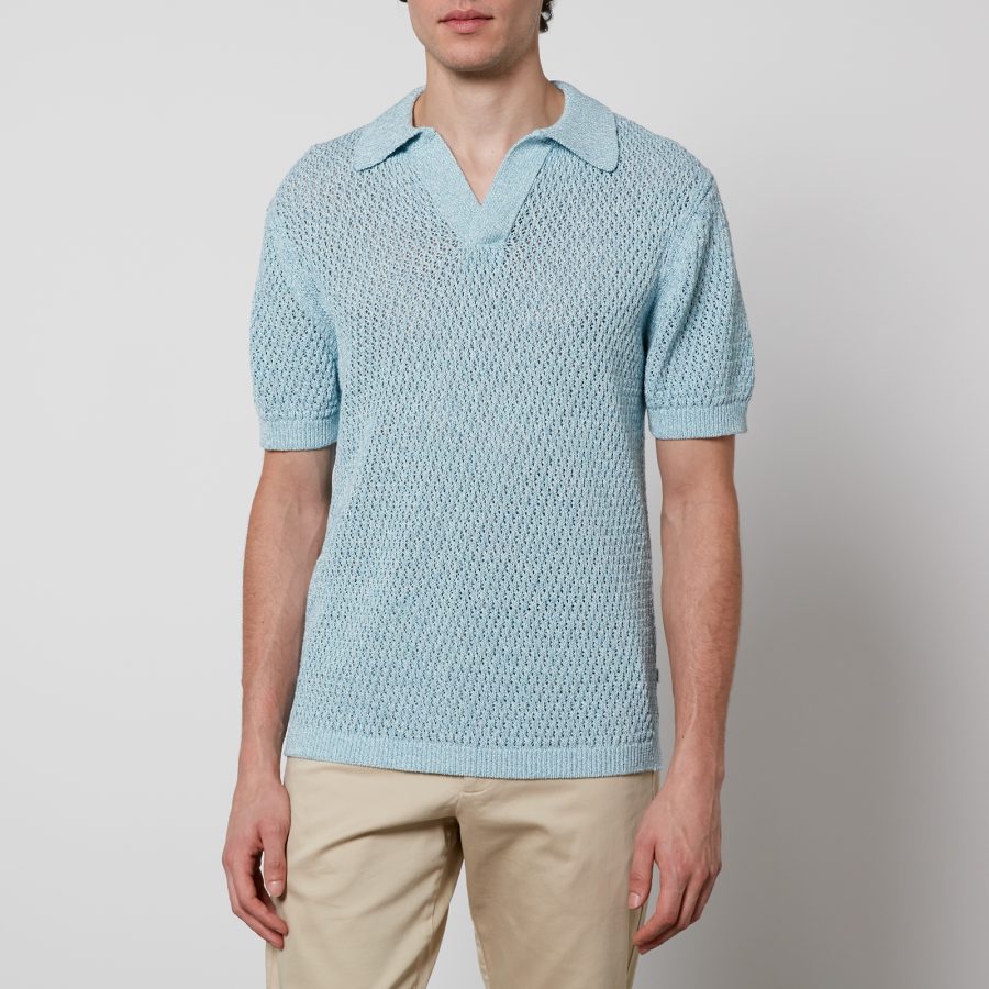 NN.07 Ryan Knitted Cotton-Blend Crocheted Polo Shirt - S