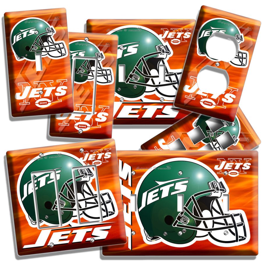 NY NEW YORK JETS FOOTBALL TEAM LOGO LIGHT SWITCH OUTLET PLATE BOYS BEDROOM ART