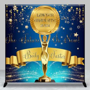 Navy Blue Glitter Lawyer Graduation Custom Backdrop - Aperturee