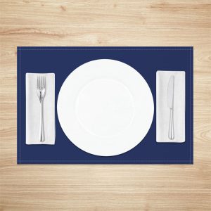 Navy Blue Solid Color Fabric Set Of 4 Placemats - Aperturee