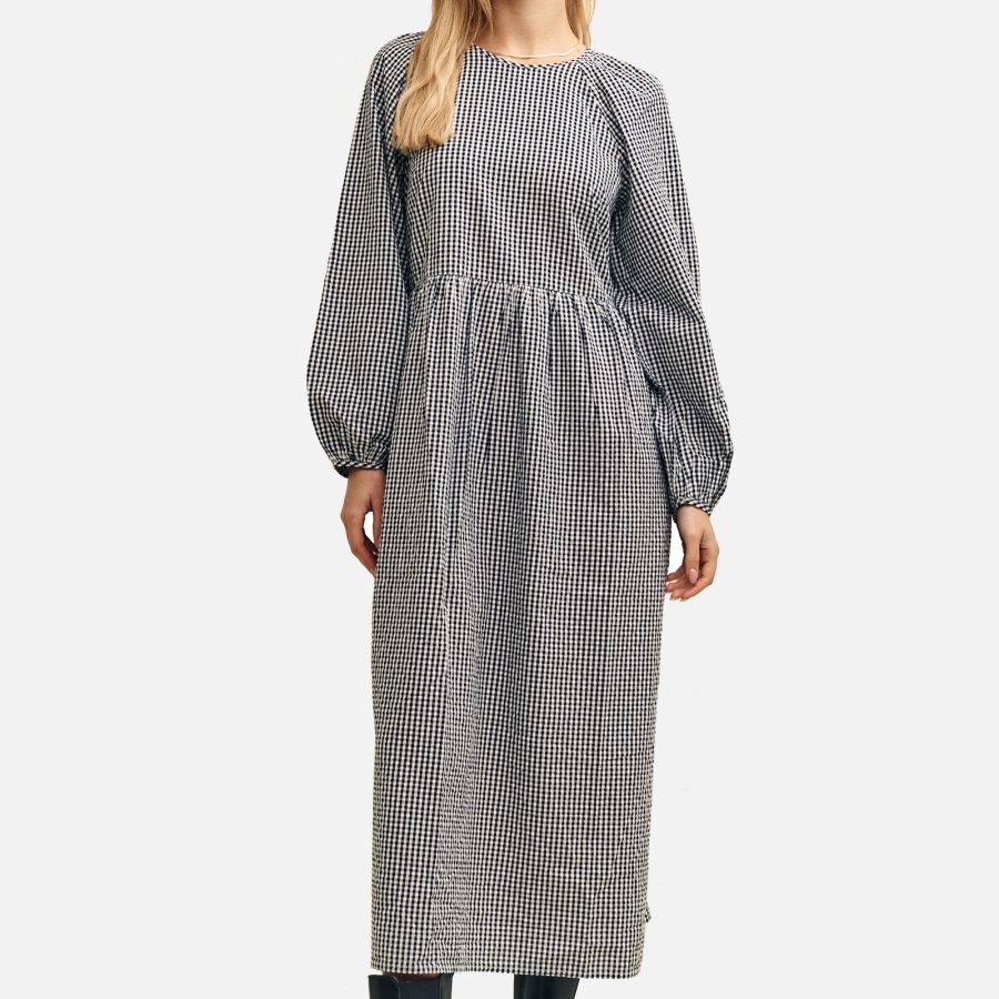 Nobody's Child Issy Checked Cotton-Seersucker Midi Dress - UK 6