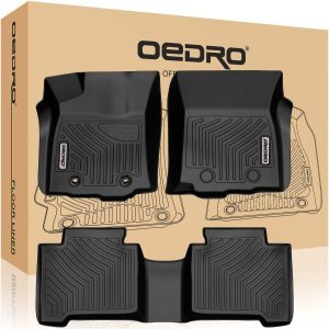 OEDRO? Floor Mats for 2016-2017 Toyota Tacoma Double Cab - Automatic, Unique Black TPE All-Weather Guard Floor Liners