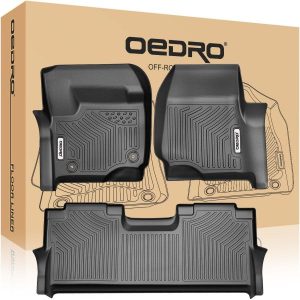 OEDRO? Floor Mats for 2017-2022 Ford F-250 / F-350 Super Duty Crew Cab,Unique Black TPE All-Weather Guard Full Set Liners