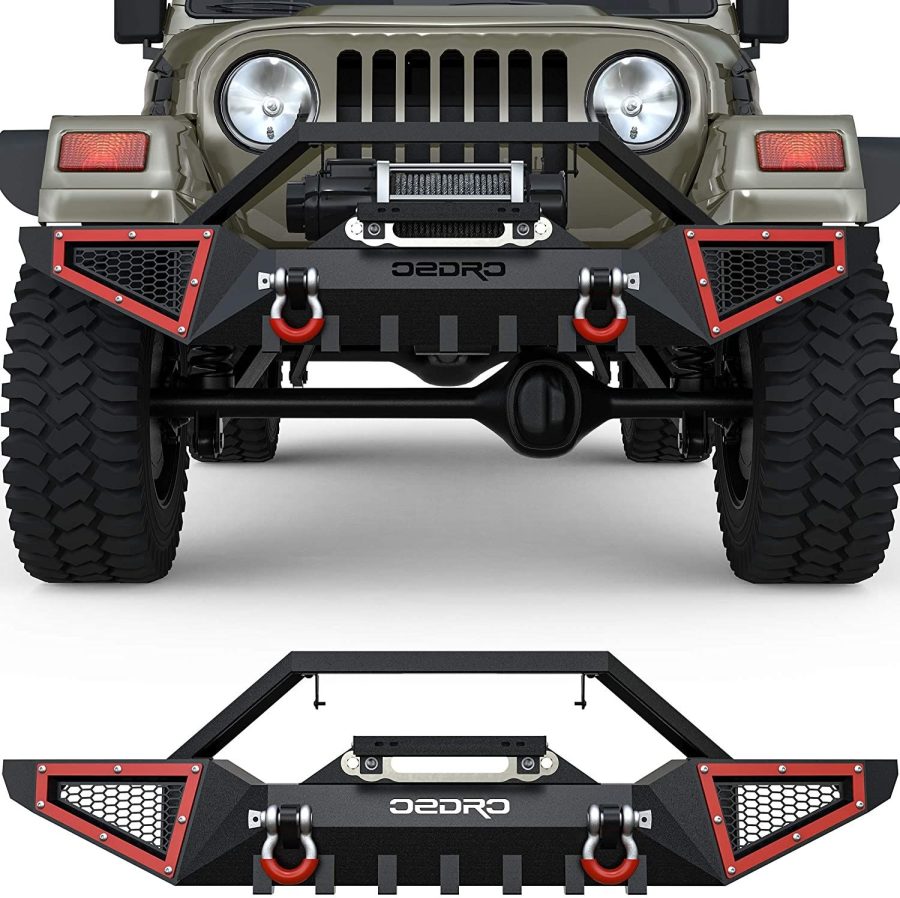 OEDRO? Front Bumper for 1987-2006 Jeep Wrangler TJ & YJ, with 2x D-Rings & Winch Plate