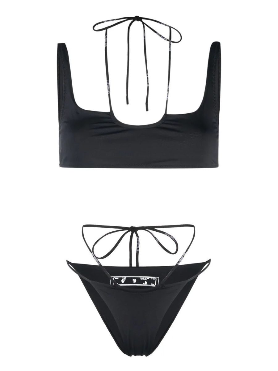 OFF-WHITE WOMEN Cross Coulisse Bikini Black/White