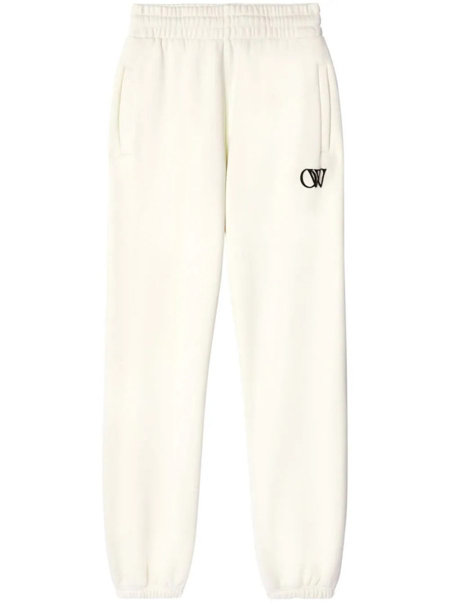 OFF-WHITE WOMEN OW Print Cotton Sweat Pants Beige Black