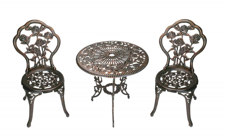 Oakland Living 3-Piece Rose Bistro Set with 23.5-Inch Cast Aluminum Top Table