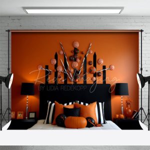 Orange Candy Halloween Headboard Photoshoot Backdrop - Aperturee