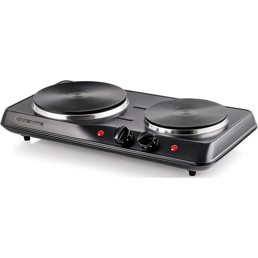 Ovente Electric Countertop Double Burner, 1700W Cooktop with 7.25 and 6.10 Inch