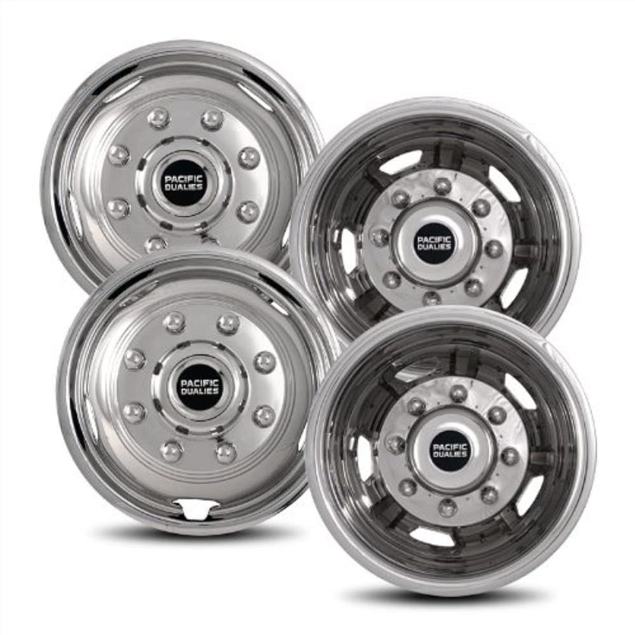 PACIFIC DUALIES 30-1708 17 INCH Polished Stainless Steel Wheel Simulator Kit with 8 Lug and 5 Vent Hole for Chevy 2011-2021 GMC 3500 Truck