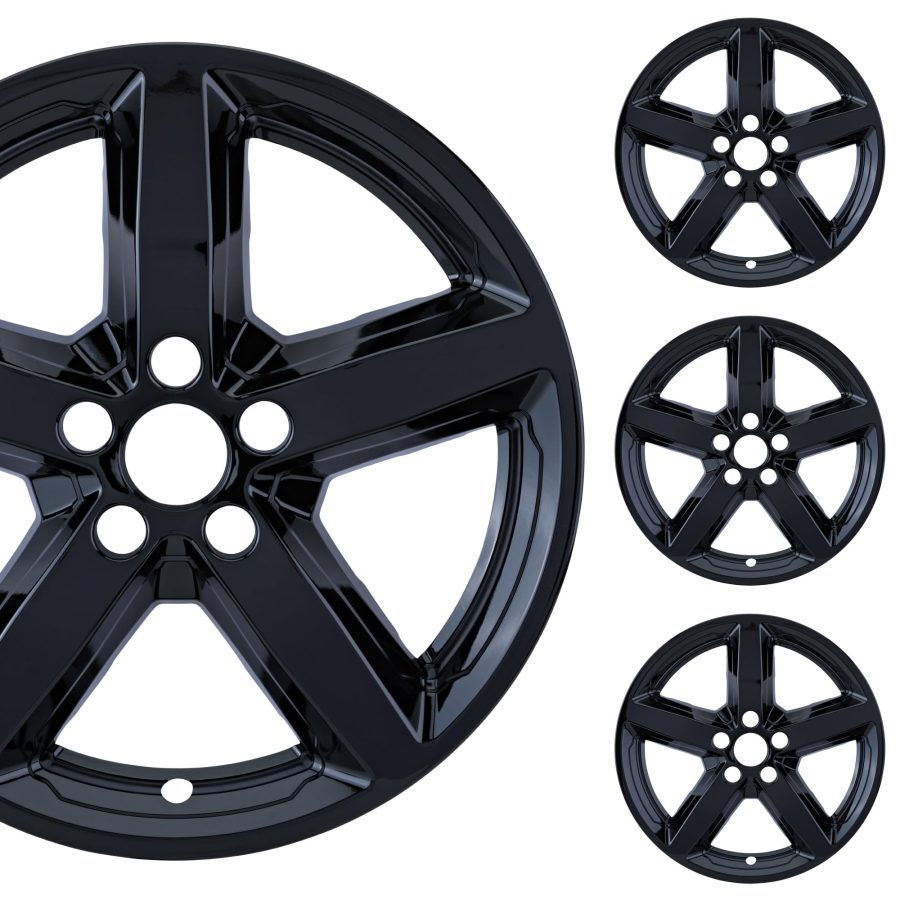 PACRIM 8118-GB 18 INCH Gloss Black Wheel Skin Set Made for Ford Explorer (2016-2019) | Durable ABS Plastic Cover Hubcap | Fits Directly Over OEM Wheel