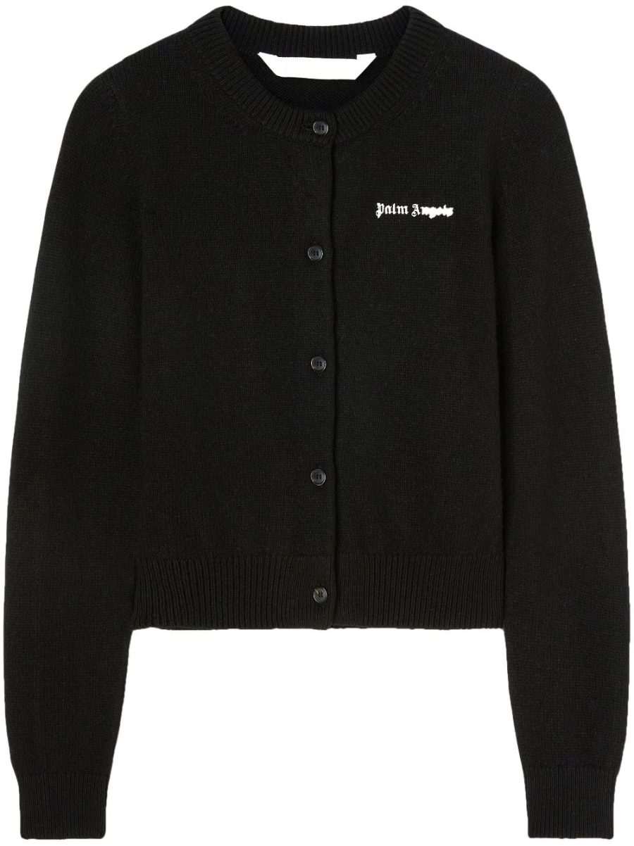 PALM ANGELS WOMEN Logo Button Up Cardigan Black/White