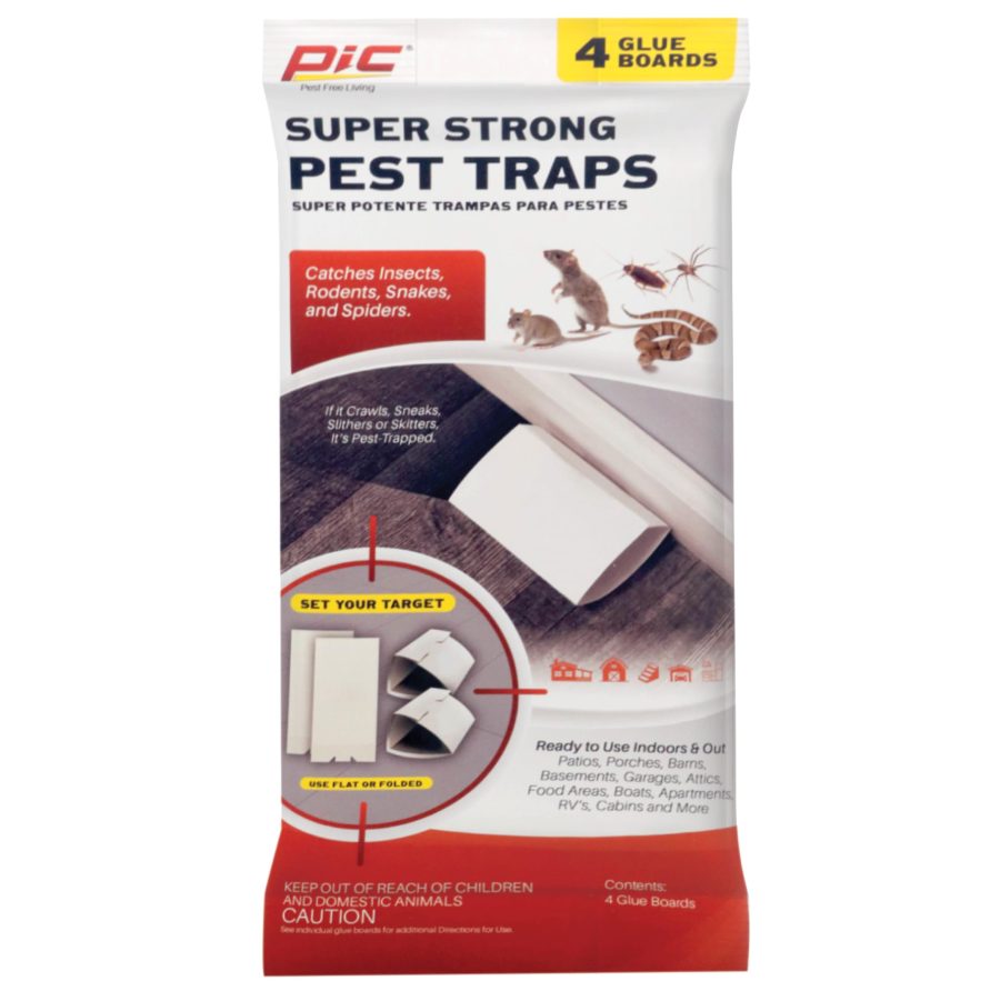 PIC GPT4 Glue Pest Trap for Spider and Snake, 4-Pack