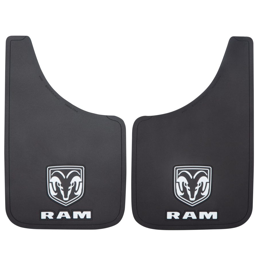 PLASTICOLOR 000490R01 RAM White Logo Easy Fit 9 INCHx15 INCH Mud Guard - Left and Right Set