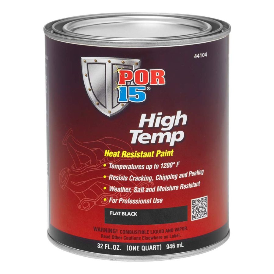 POR 15 44104 High Temperature Paint, High Heat Resistant Paint, Weather and Moisture Resistant, 32 Fluid Ounces, Flat Black