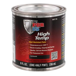 POR 15 44116 High Temperature Paint, High Heat Resistant Paint, Weather and Moisture Resistant, 8 Fluid Ounces, Flat Black