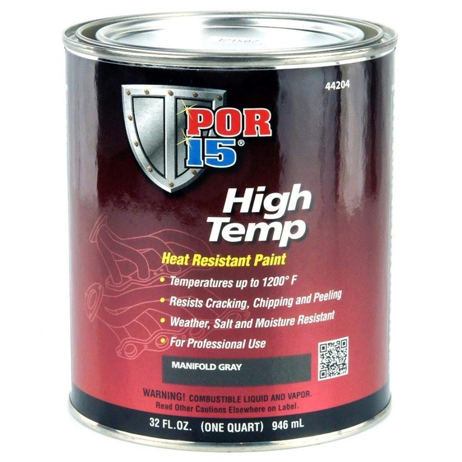 POR 15 44204 High Temperature Paint, High Heat Resistant Paint, Weather and Moisture Resistant, 32 Fluid Ounces, Manifold Gray