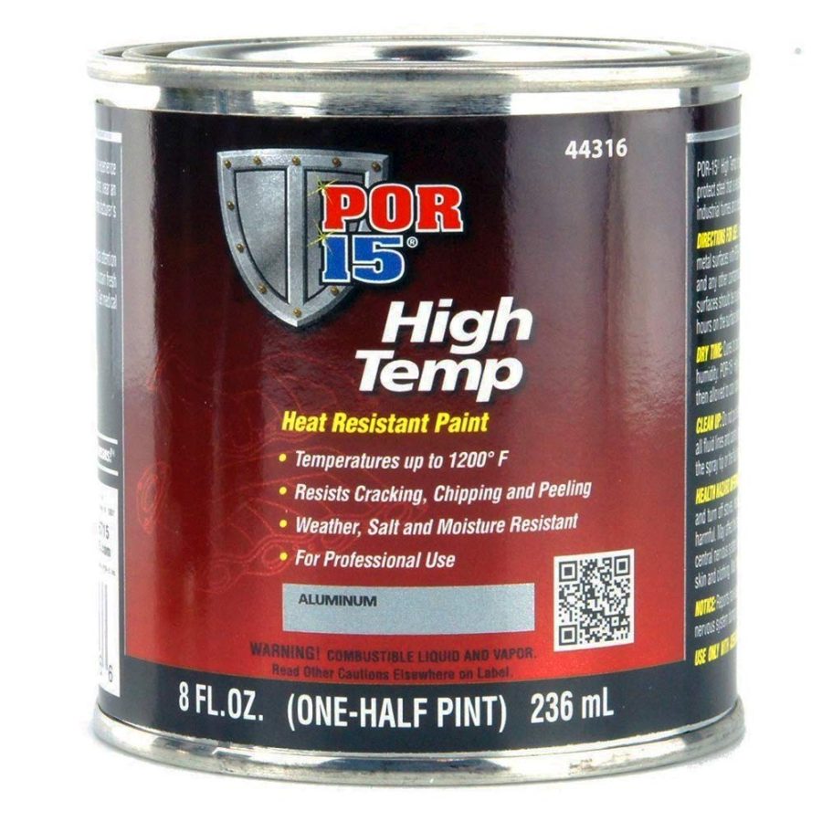 POR 15 44316 High Temperature Paint, High Heat Resistant Paint, Weather and Moisture Resistant, 8 Fluid Ounces, Aluminum