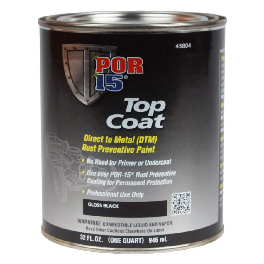 POR 15 45804 Top Coat Paint, Direct to Metal Paint, Long-term Sheen and Color Retention, 32 Fluid Ounces, Gloss Black