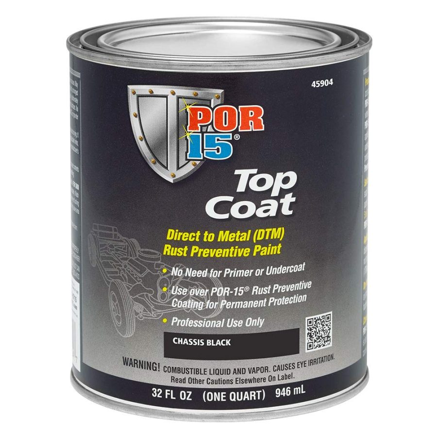 POR 15 45904 Top Coat Paint, Direct to Metal Paint, Long-term Sheen and Color Retention, 1 Quarts, Chassis Black