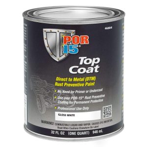 POR 15 46804 Top Coat Paint, Direct to Metal Paint, Long-term Sheen and Color Retention, 32 Fluid Ounces, Gloss White