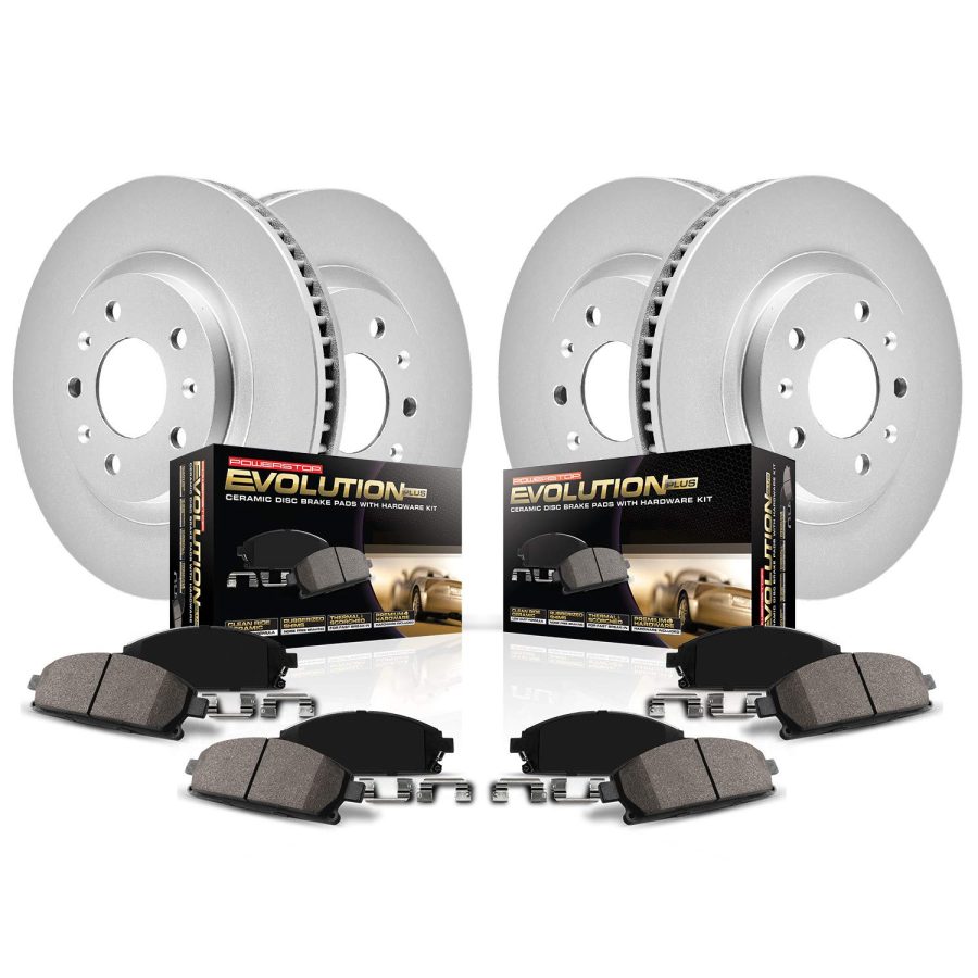 POWERSTOP CRK8362 ,Z17 Front and Rear Coated Rotor Kit-Coated Brake Rotors, Ceramic Brake Pads