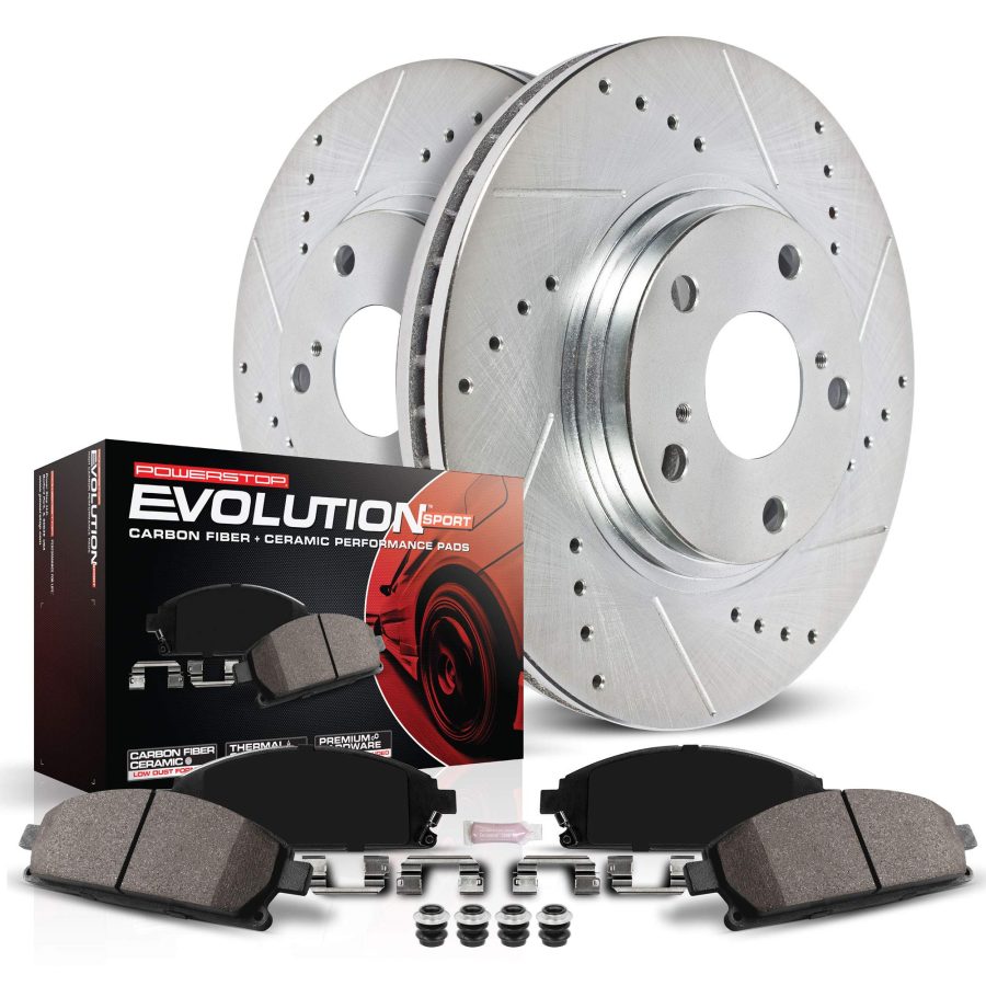 POWERSTOP K3167 Front Z23 Carbon-Fiber Ceramic Brake Pads and Drilled Slotted Rotors Brake Kit For 2010-2021 Lincoln Navigator Ford Expedition | 2010 2011 2012 2013 2014-2020 Ford F-150 6 Lug