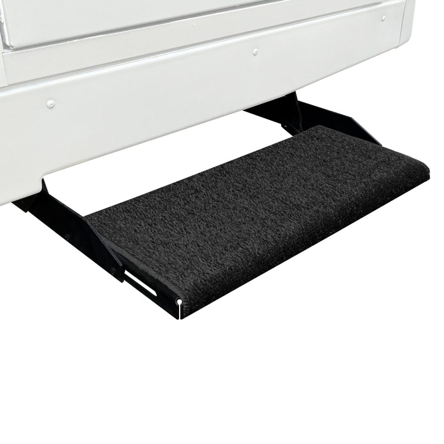 PREST-O-FIT 2-1072 Wraparound + Plus RV Step Rug Black 20 In. Wide