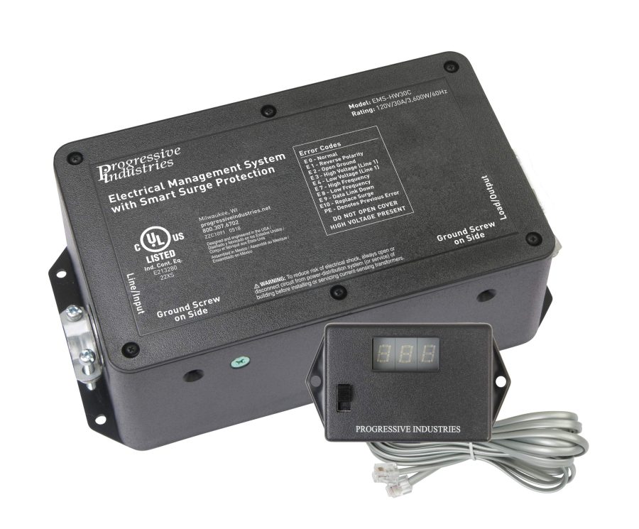 PROGRESSIVE IND EMS-HW30C Hardwired RV Surge Protector, 30 Amp EMS with Remote Display and Fault Detection - EMS