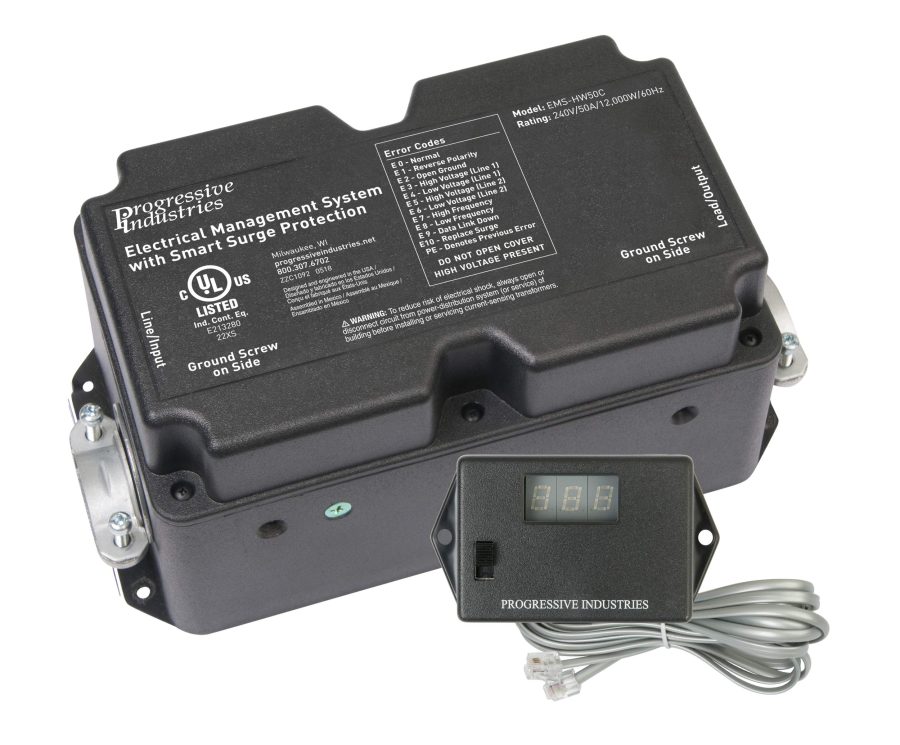 PROGRESSIVE IND EMS-HW50C Hardwired RV Surge Protector, 50 Amp EMS with Remote Display and Fault Detection