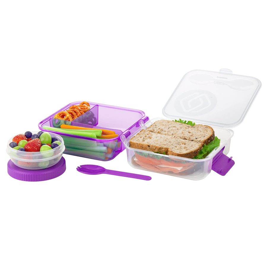 PROGRESSIVE SNL-1023CDP Food Carrier; Snap Lock; Rectangular Lunch Cube; 6-1/2 Inch Length x 6-1/4 Inch Width x 3-1/2 Inch Height; Three Piece; 6.2 Cup/ 1.47 Liter Capacity