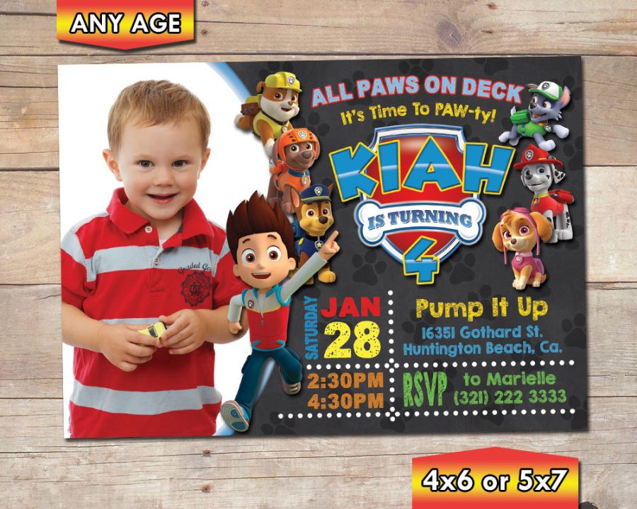 Paw Patrol Photo Birthday Party Invitation