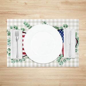 Plaid Flag Leaf Independence Day Set Of 4 Placemats - Lofaris